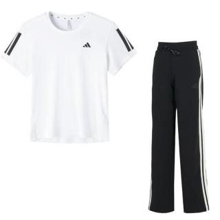 adidas 短袖女装上衣潮流休闲T恤针织女裤长裤运动裤直筒