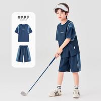 多多家 男童夏季拼色运动T恤短裤套装