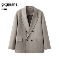 gxgjeans 双排扣西服外套 浅棕色 2XL 男士西装