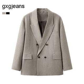 gxgjeans 超值清仓 美式简约休闲通勤双排扣西服 浅棕色