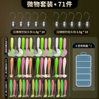 巨鳍王（JUQIWANG）根钓铅头钩软饵微物套装路亚假防挂螺纹t尾卷尾微物迷你蛋蛋套装