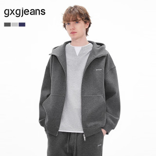 gxgjeans 超值清仓 美式简约宽松休闲运动连帽卫衣外套 深麻灰