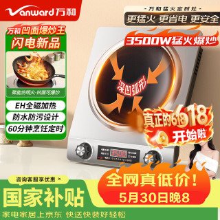 万和 凹面电磁炉家用大功率电磁灶电炒炉电炉灶商用火锅灶炒菜猛火爆炒定时 WZ-CL350-X5-J