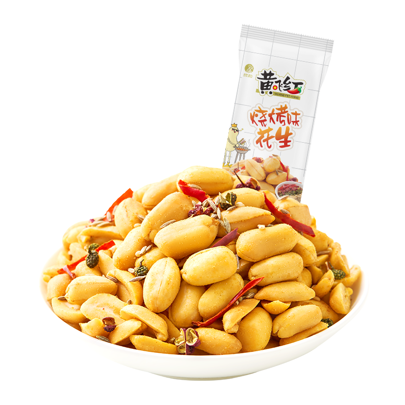 黄飞红 孜然烧烤味 脱油花生 25g*10袋 坚果炒货