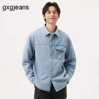 gxgjeans 男士蓝色复古牛仔衬衫外套 XL