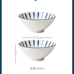 瀚宸 和风面碗 日式斗笠面碗 7英寸兰草2只装