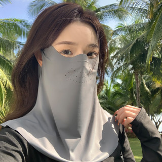 FOURDATRY 防晒面罩女防紫外线护眼角骑行遮全脸护颈遮阳冰丝凉感口冰丝全脸