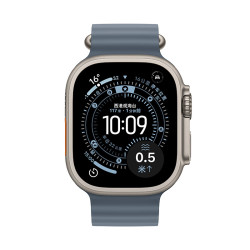 Apple Watch Ultra 3 智能手表 GPS+蜂窝版 49mm 原色钛金属 铁锚蓝色海洋表带