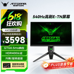 蚂蚁电竞 ANT255VF 24.1英寸 E-TN面板  1080P （1920*1080、540Hz、99% sRGB广色域）