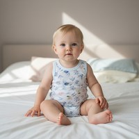 小猪大卫 新生婴儿短袖包屁衣夏款纯棉卡通印花偏开扣三角哈衣爬服
