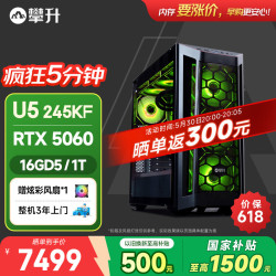 攀升 战神RS 台式电脑游戏台式机电脑AI电竞openclaw主机（15代酷睿Ultra5-245KF RTX5060 16GD5 1TB）