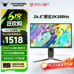 蚂蚁电竞 ANT253PQ 24.5英寸 IPS G-sync FreeSync 显示器（2560×1440、300Hz、99% DCI-P3、HDR400）