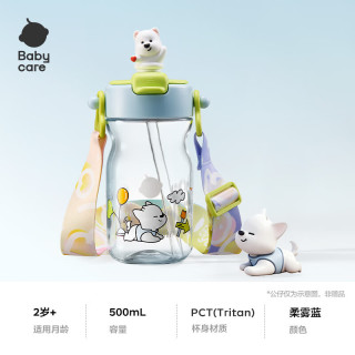 babycare 儿童水杯夏季吸管杯双饮户外运动直饮杯上学水壶奇趣公仔500ml-蓝
