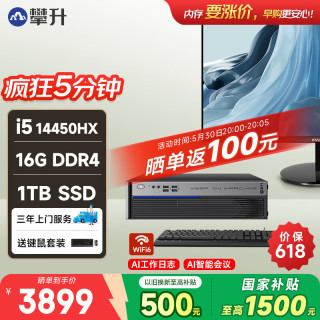 攀升 商睿4 办公商用家用台式电脑台式机电脑主机全套整机（14代酷睿i5 16G 1TB固态 WiFi蓝牙）