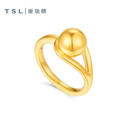 谢瑞麟 黄金戒指5D硬金工艺圆形足金指环13号圈口（约2.1g）
