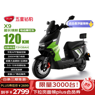 五星钻豹 X9 电动摩托车 长续航 72V39AH 石墨烯 2000W