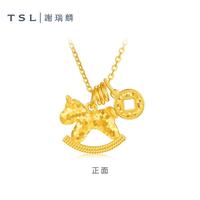谢瑞麟 黄金项链马上有钱5G足金工艺木马铜钱套链 XQ702 5.35g