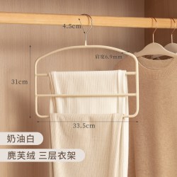 SOLELY 顺艺 SY214 麂芙绒裤架 多层防滑无痕衣架 2个 奶油白