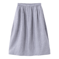 MUJI 女式汉麻水洗茧形裙 灰色条纹 M(160/66A) 半身裙