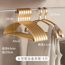 顺艺 sy390-1 铝合金衣架 43cm 香槟金6个 防锈防风