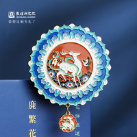 敦煌研究院 敦煌一鹿繁花化妆镜 便携手持古风随身镜 女生日礼物 母亲节