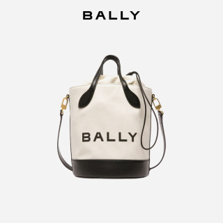 BALLY 【拼接水桶包】BAR帆布牛皮拼接手提单肩女包6304522