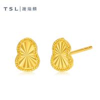 谢瑞麟 时尚几何耳饰系列黄金耳饰5G足金工艺耳钉女士XQ928 计价类 工费720元