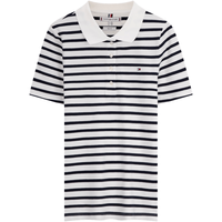 TOMMY HILFIGER/汤米·希尔费格 1985珠地网眼条纹修身短袖POLO衫 白藏青条纹 M