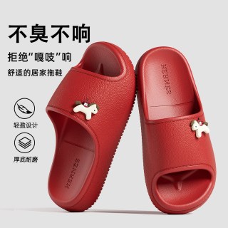 慕熙瑶 2026新款红运小马拖鞋 女夏 EVA厚底防滑凉拖鞋 36-37码 中国红