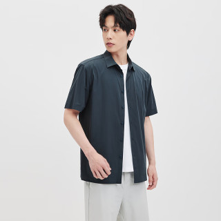 七匹狼 短袖衬衫夏季时尚新品凉感通勤百搭户外休闲男装衬衣上衣 026(深灰) XL 175/92A
