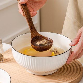 竹木本记 纯色系列 000661 大汤碗 8英寸 白色 釉下彩