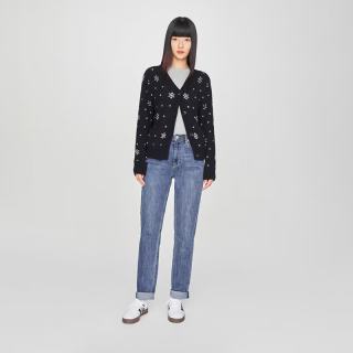 Lee 411舒适高腰小直脚显瘦蓝色水洗女士牛仔裤