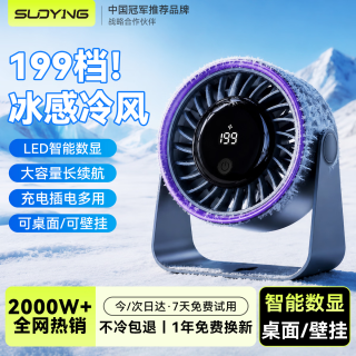 移动端、京东百亿补贴：索盈桌面风扇小型宿舍床上用超静音空气循环USB充电2026新款超长续航便携迷你