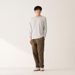 無印良品 MUJI 男式 棉混抗菌长袖T恤 男士男款 25年冬季 男装打底 上衣FA12CC5A