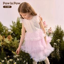 Paw in Paw Paw in  Paw 卡通小熊童装26年春夏季新款女童儿童网纱公主连衣裙甜美