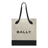 BALLY 6304517 BAR系列白色帆布拼色托特包