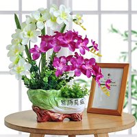 喜莱卡 蝴蝶兰仿真花绢花摆件装饰品家居客厅室内电视柜假花仿真花摆设花