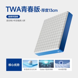 8H 独立袋弹簧床垫 偏硬 撑腰透气 抑菌可拆洗 TW A海滨蓝 0.9*2米