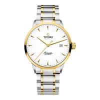 TITONI 梅花 新品Titoni瑞士梅花表空霸系列日历间金钢带自动机械男表情侣对表