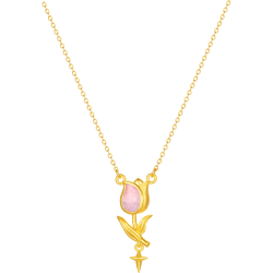 周六福 A0614926 足金珐琅郁金香吊坠项链 3.64g 40+5cm