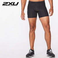 2XU Core系列压缩裤男 专业运动裤男跑步田径户外运动紧身短裤 黑/银色logo L