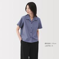 無印良品 MUJI 女式易干弹力泡泡纱开领短袖衫