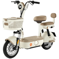 雅迪 电动自行车C09II新新国标长续航可爱学生通勤代步轻便电瓶车 卡其米棕