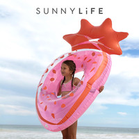 SUNNYLIFE 游泳圈成人加厚泳池腋下浮圈大号救生圈防侧翻 彩虹