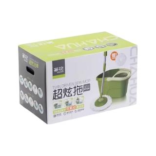 CHAHUA/茶花 旋转式免手洗拖把套装 1个塑料篮加强杆+塑料盘+2块拖布