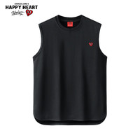 移动端、京东百亿补贴：CHARLES JANG'S HAPPY HEART 夏季坎肩男士背心宽肩宽松健身运动汗衫无袖t恤 黑色 XL