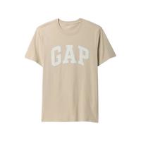 Gap 纯棉印花logo圆领修身短袖T恤 驼色 M