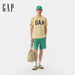 Gap 856659 纯棉印花圆领短袖T恤 杏仁黄 L码