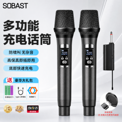 SE SOBAST ST-160S充电无线手持麦克风家庭ktv专业k歌会议主持舞台演出话筒音箱音响功放通用万能一拖二黑色