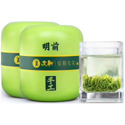 文新 绿茶2026年新茶手工头采信阳毛尖明前特级罐装75g*2